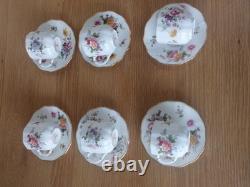 Tasses à café et soucoupes Royal Crown Derby Posies, 6 duos vintage, non utilisées, en boîte