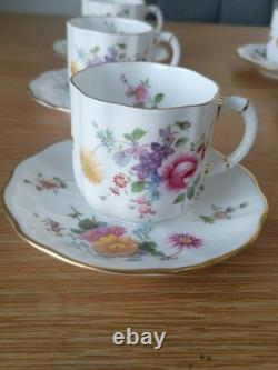 Tasses à café et soucoupes Royal Crown Derby Posies, 6 duos vintage, non utilisées, en boîte