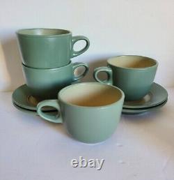 Tasses à café et soucoupes Vintage Heath Ceramics Sausalito Sage 1994/95 Ensemble de 4