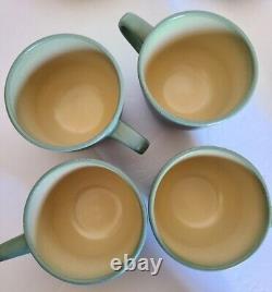 Tasses à café et soucoupes Vintage Heath Ceramics Sausalito Sage 1994/95 Ensemble de 4