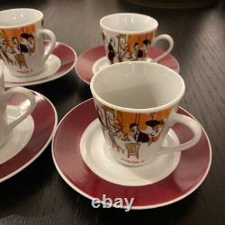 Tasses à espresso vintage et soucoupes Maxim's de Paris, ensemble de 6