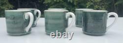 Tasses à expresso en céramique Gien France vintage des années 70-80, lot de 6, vertes, 6 cm, très bon état