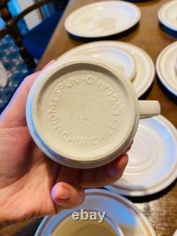 Tasses, assiettes et soucoupes de style vintage Churchill, Angleterre – Motifs arbres et maisons – Lot de 6