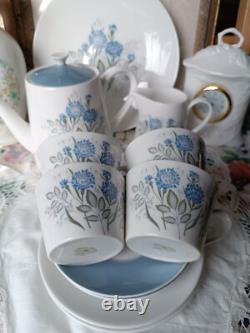 Tasses en porcelaine fine vintage Royal Tuscan, soucoupes, théière, crémier, sucrier