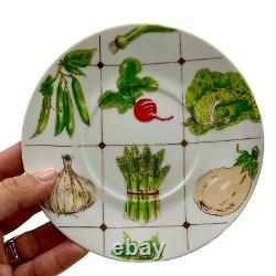 Tasses et soucoupes à café vintage Georges Briard, ensemble de 12 pièces, la salade, signé