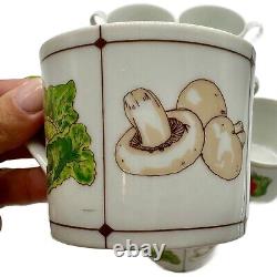 Tasses et soucoupes à café vintage Georges Briard, ensemble de 12 pièces, la salade, signé