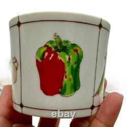 Tasses et soucoupes à café vintage Georges Briard, ensemble de 12 pièces, la salade, signé