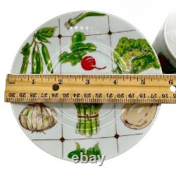 Tasses et soucoupes à café vintage Georges Briard, ensemble de 12 pièces, la salade, signé