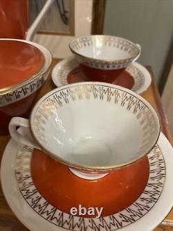 Théière, crémier, sucrier et ensemble de 4 tasses à thé en porcelaine vintage de Chodziez en Pologne