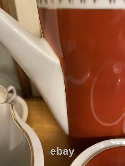 Théière, crémier, sucrier et ensemble de 4 tasses à thé en porcelaine vintage de Chodziez en Pologne