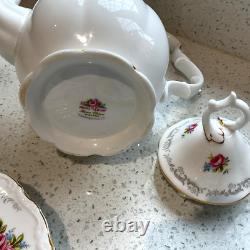 Théière en porcelaine bone china Royal Albert Vintage Tranquility, tasses, soucoupes, sucre et lait