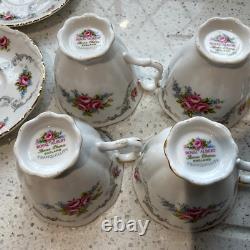 Théière en porcelaine bone china Royal Albert Vintage Tranquility, tasses, soucoupes, sucre et lait