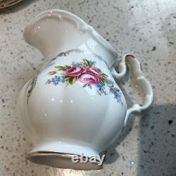 Théière en porcelaine bone china Royal Albert Vintage Tranquility, tasses, soucoupes, sucre et lait