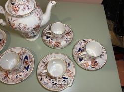 Théière en porcelaine vintage Booths Fresian et ensemble de 6 tasses à espresso et sous-tasses