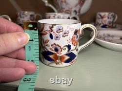 Théière en porcelaine vintage Booths Fresian et ensemble de 6 tasses à espresso et sous-tasses