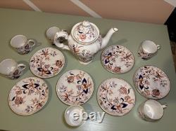 Théière en porcelaine vintage Booths Fresian et ensemble de 6 tasses à espresso et sous-tasses