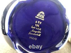 Théière et crémier en émail cobalt Vtg Lindner Kueps Bavaria avec fleurs dorées