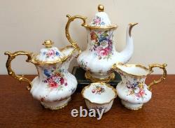 Théière vintage Hammersley Lady Patricia, verseuse à eau chaude, pot à lait, sucrier