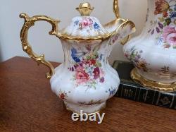 Théière vintage Hammersley Lady Patricia, verseuse à eau chaude, pot à lait, sucrier