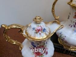 Théière vintage Hammersley Lady Patricia, verseuse à eau chaude, pot à lait, sucrier