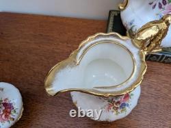 Théière vintage Hammersley Lady Patricia, verseuse à eau chaude, pot à lait, sucrier