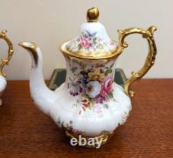 Théière vintage Hammersley Lady Patricia, verseuse à eau chaude, pot à lait, sucrier