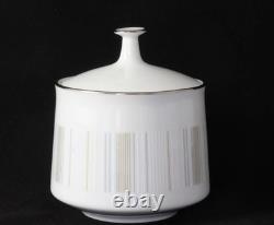 Théière vintage Noritake avec couvercle Isabella 6531 porcelaine blanche argent Japon