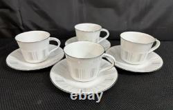 Théière vintage Noritake avec couvercle Isabella 6531 porcelaine blanche argent Japon