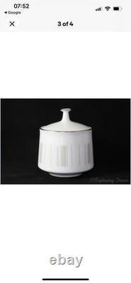 Théière vintage Noritake avec couvercle Isabella 6531 porcelaine blanche argent Japon