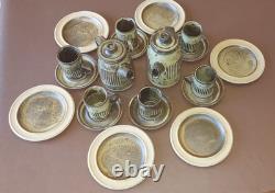 Tremar Poterie cornouaillaise, vaisselle en grès vintage faite main, service à café de studio de 20 pièces