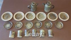 Tremar Poterie cornouaillaise, vaisselle en grès vintage faite main, service à café de studio de 20 pièces