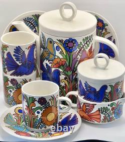 VILLEROY & BOCH / ACAPULCO / Service à café pour 3 / Vintage / 9 articles / État très bon