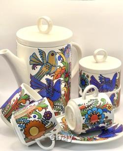 VILLEROY & BOCH / ACAPULCO / Service à café pour 3 / Vintage / 9 articles / État très bon
