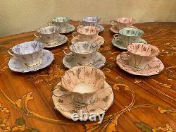 Vintage 10 Tasses 10 Soucoupes Allemand Lindner Kueps Bavaria Porcelain Coffee Set