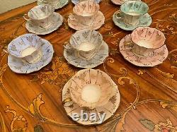Vintage 10 Tasses 10 Soucoupes Allemand Lindner Kueps Bavaria Porcelain Coffee Set