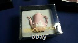 Vintage 11 Pc. Wedgewood Jasperware Pink Mini Miniature Coffee & Tea Set Nib Wow