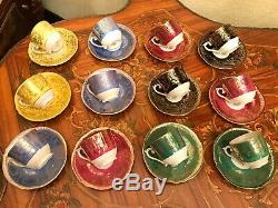 Vintage 12 Tasses 12 Soucoupes En Porcelaine Royale Epiag Set Café