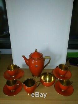 Vintage 15 Piece Carlton Ware Années 1920 Orange Glacé Set Café