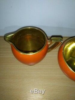 Vintage 15 Piece Carlton Ware Années 1920 Orange Glacé Set Café