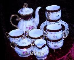 Vintage 15 Piece Chine Café Scénographie ' Japanese'fresh Mother Of Pearl Effect