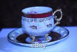 Vintage 15 Piece Chine Café Scénographie ' Japanese'fresh Mother Of Pearl Effect