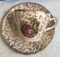 Vintage 17 Pc Empress Japon Demitasse Cafe Tea Set Love Story Fragonard