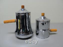 Vintage 1930 Farberware Chrome & Butterscotch Bakelite 3-pc. Set De Café