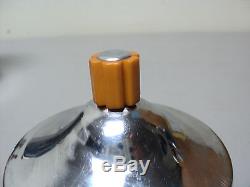 Vintage 1930 Farberware Chrome & Butterscotch Bakelite 3-pc. Set De Café