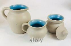 Vintage 1990's The Pigeon Forge Pottery Tennessee Sand Tea Set Coffee Cups 9pc