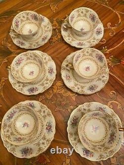 Vintage 6 Tasses 6 Saucers Allemand Krautheim Selb Bavaria Porcelaine Cafetière