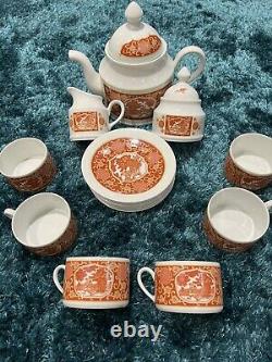 Vintage Ancap Veritable Porcelaine Tea Set Asiatique(rouge, Blanc, Or) Très Rare