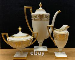Vintage Antique Belleek Par Lenox Or Rim Cafeter Pot De Thé Crémateur De Sucre