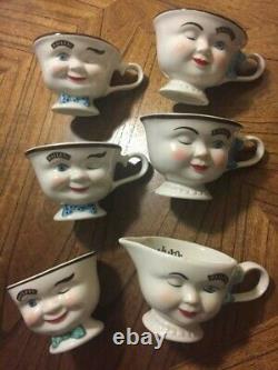 Vintage Baileys Irish Cream Yum Cups Set Winking Eye Face Mr & Mrs Coffee Mugs