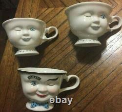 Vintage Baileys Irish Cream Yum Cups Set Winking Eye Face Mr & Mrs Coffee Mugs